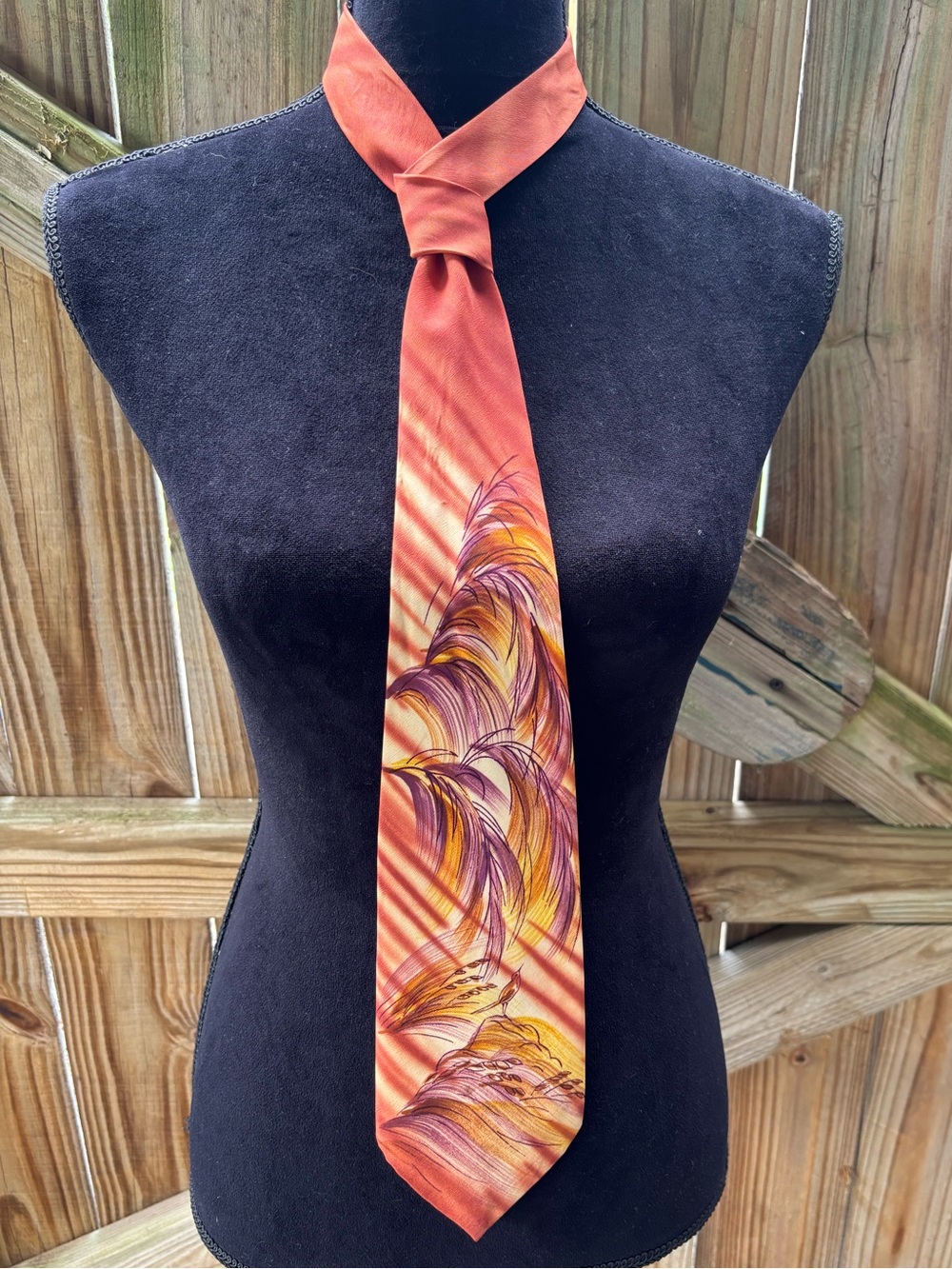 Warm Orange & Yellow Hand Painted Tie Size 53”L - Picture 1 of 6